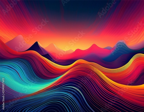 vibrant digital landscape with wavy lines