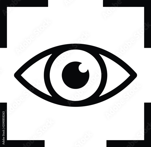 Black and white eye icon with crosshair target for design and security purposes