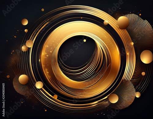 abstract golden circles with dark background in modern style