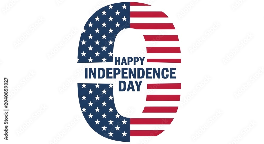 Fototapeta premium Happy independence day text on patriotic C letter shape with usa flag design.
