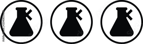 Cuadro en lienzo Chemical Free and No Preservatives Icon Set with Erlenmeyer Flask Symbols inside