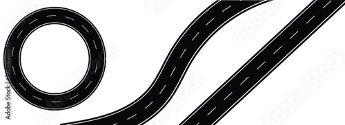 Fotografie set roads markings, vector illustration options road curvature turn, detour, rin