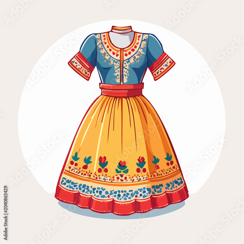 Traditional Folk Dress Illustration