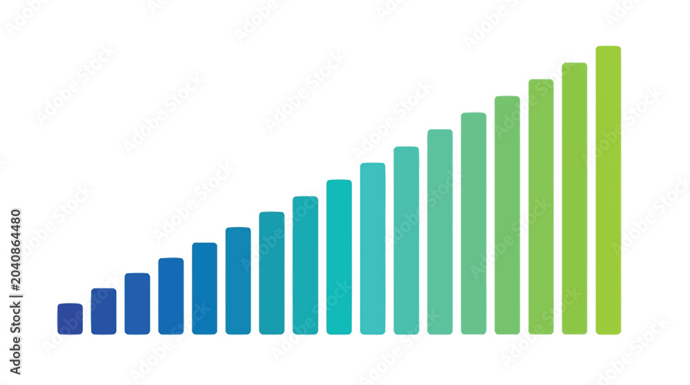Fototapeta premium Gradient bars display steady gains.