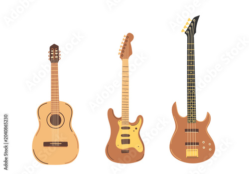Obraz na płótnie Hand-Drawn Guitars Isolated Vector Set