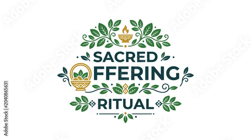 Bilde på lerret Sacred Offering Ritual Logo - Spiritual, Holistic, Herbal, Wellness Design