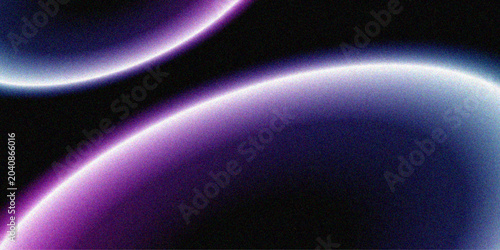 Abstract Purple and Blue Glowing Light Trails with Grainy Noise on Black Background