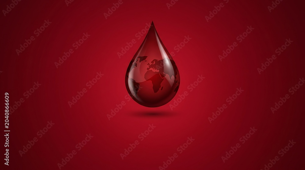 Fototapeta premium Blood Drop World Globe Concept