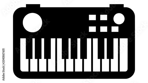 Vector icon of a clavinet keyboard instrument. Represents electronic musical equipment, a synthesizer, or a digital pian
