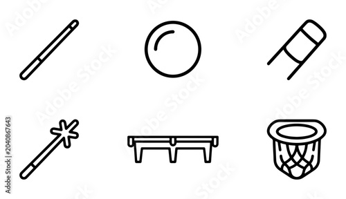 Cuadro en lienzo Billiard Icons Set: Pool Cues, Balls, Table, Net, Vector Graphics for Game Desig