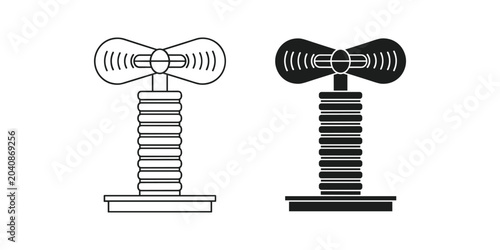 фотографія Handheld wind-up toy propeller spinner with ribbed column against white backgrou