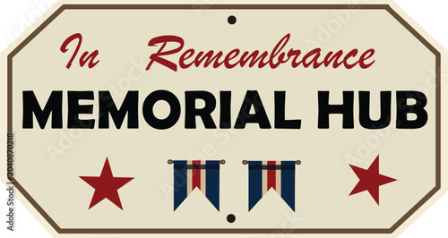Memorial plaque with medals and stars in a respectful setting vector illustration