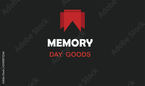 Memory Day Goods Logo Design with Red Bookmark Icon on Black Background Vector Illustration
