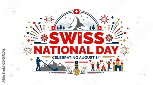 Photos Swiss National Day Celebration August 1st, Fireworks, Mountains, People Cheering