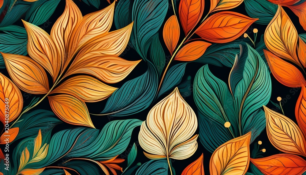 Fototapeta premium floral seamless leaf pattern