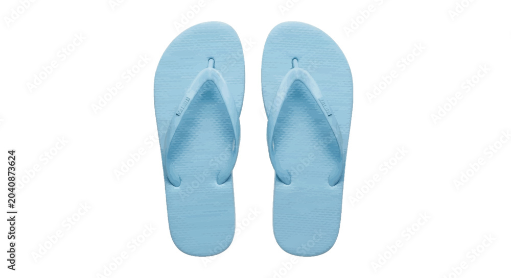 Naklejka premium Minimal black silhouette icon, simple flat vector, bold black shape, no, no shading pair of light blue flip flops on a, flat icon style