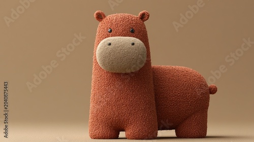 Cute and Soft Textured Hippo Figurine with Rounded Body and Kawaii Aesthetic for Kids Room or Decor