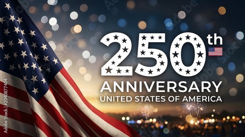 Usa 250th anniversary celebration with american flag
