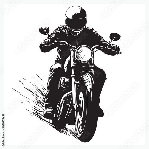 silhouette of a man riding a custom motorcycle