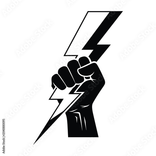 Fist holding a lightning bolt icon