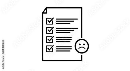 Photos Negative feedback checklist icon vector image featuring a checked list paper doc