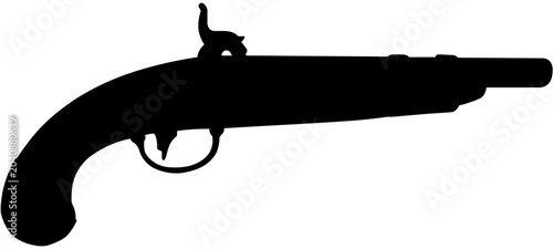 Canvas Print Model 1813 Flintlock Pistol Silhouette Vector Illustration