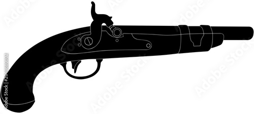 Foto Model 1813 Flintlock Pistol Silhouette Vector Illustration