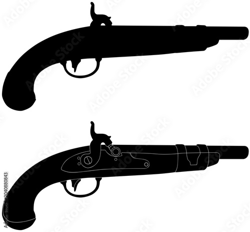 Photos Model 1813 Flintlock Pistol Silhouette Vector Illustration
