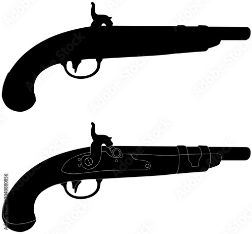 Konstfotografi Model 1813 Flintlock Pistol Silhouette Vector Illustration