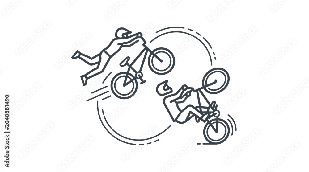 Naklejka premium BMX rider executing full backflip rotation sequence in air.