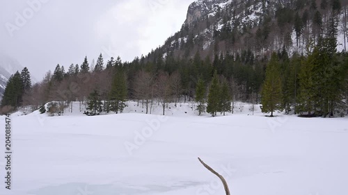 A winter of magic and mystery. Lake Predil in winter. Tarvisio.