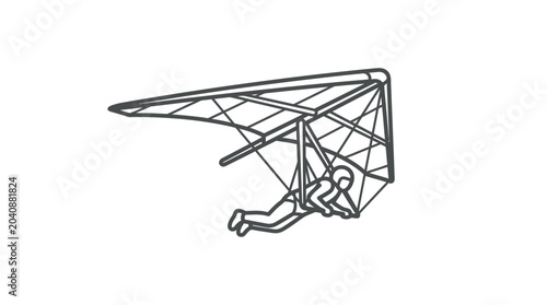 Photos Minimalist hang glider aviation icon side view line art.