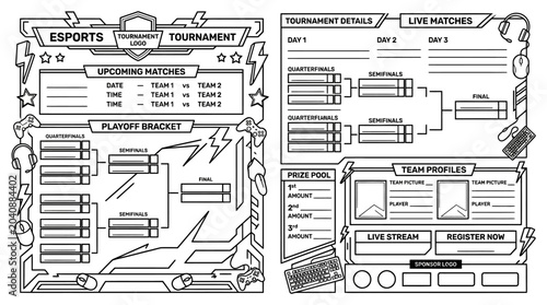Fotografía Esports Tournament Planner Template with Playoff Bracket and Match Details