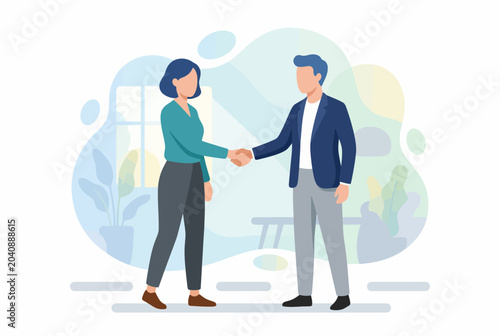 Business partners shaking hands during a successful meeting agreement