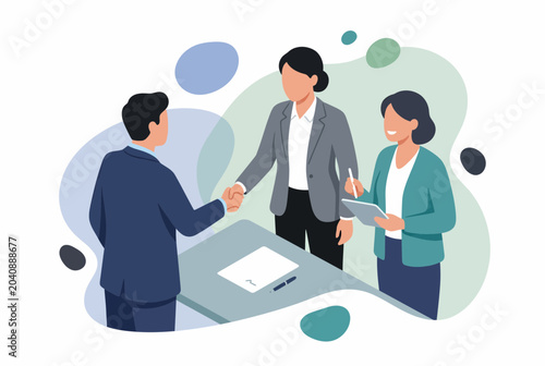 Business Partners Handshake Agreement at Meeting