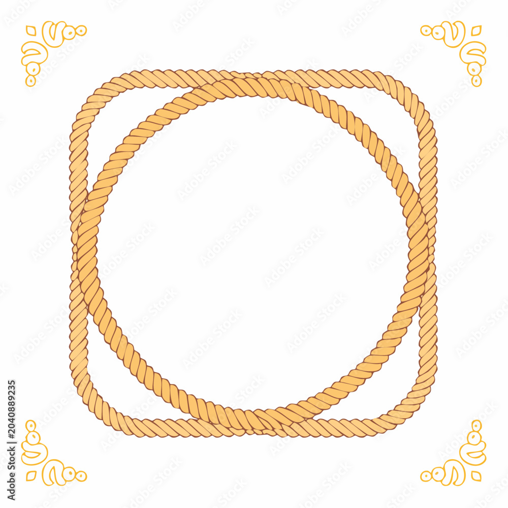 Fototapeta premium Rope Border with Decorative Corners