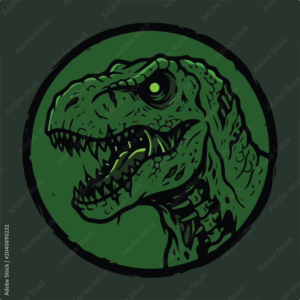Fototapeta premium Fierce T-Rex Dinosaur Head Emblem Illustration