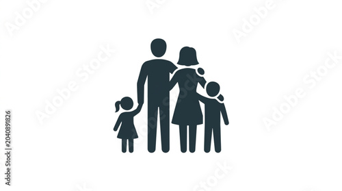 Tableau sur toile Family Silhouette Icon Representing Unity and Togetherness.