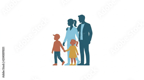 Foto Family Silhouette Standing Together Holding Hands.