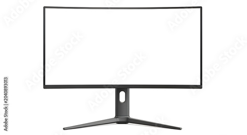 Flat screen computer monitor with blank white display for technology mockup on desk computer technology hardware workspace electronics template copy space presentation isolated background