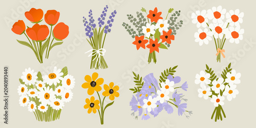 wildflower bouquets vector illustration bouquet flowers botanical