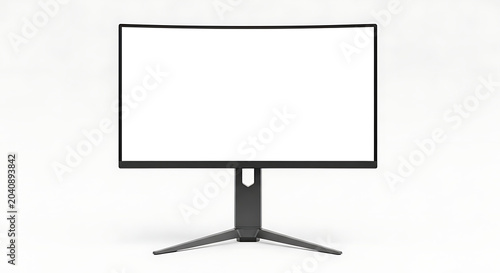 Modern computer monitor with a blank white screen isolated on a pure white background ready for custom content display computer technology isolated template communication advertisement