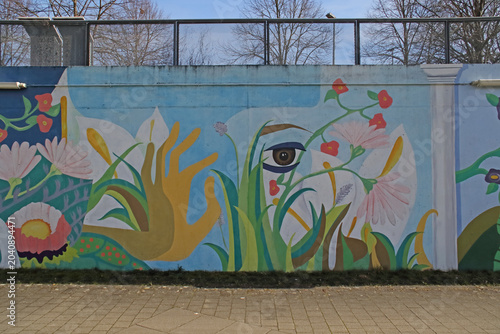Obraz na plátně Grafitti an einer Wand in der Stadt Karlsruhe