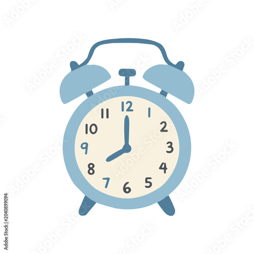 Tableau sur toile Blue Alarm Clock Front View.
