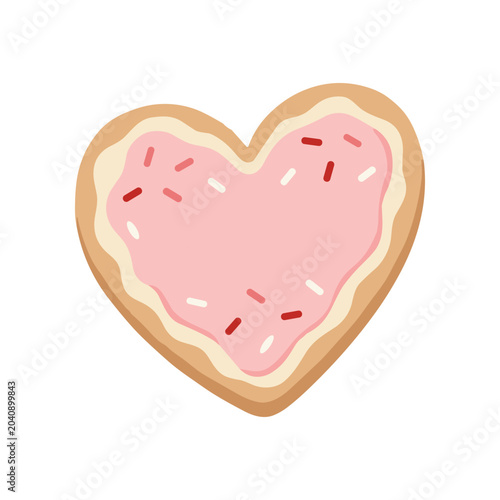 Photos Heart shaped pink frosted sweet treat.