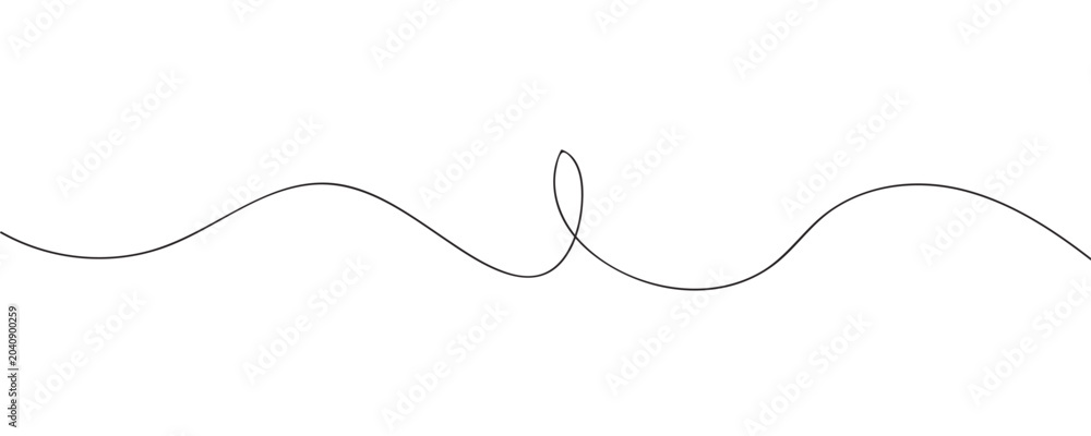 Fototapeta premium Thin curved liOne continuous squiggle line. Curved single line.ne seamless pattern. Vector background