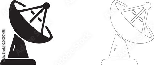 Bild auf Leinwand Satellite dish icon, parabolic radar symbol, space communication, observatory, radio signal reception and aerospace technology