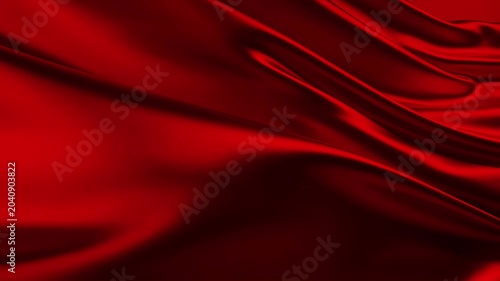 Red Satin Silk Fabric Wavy Texture Background