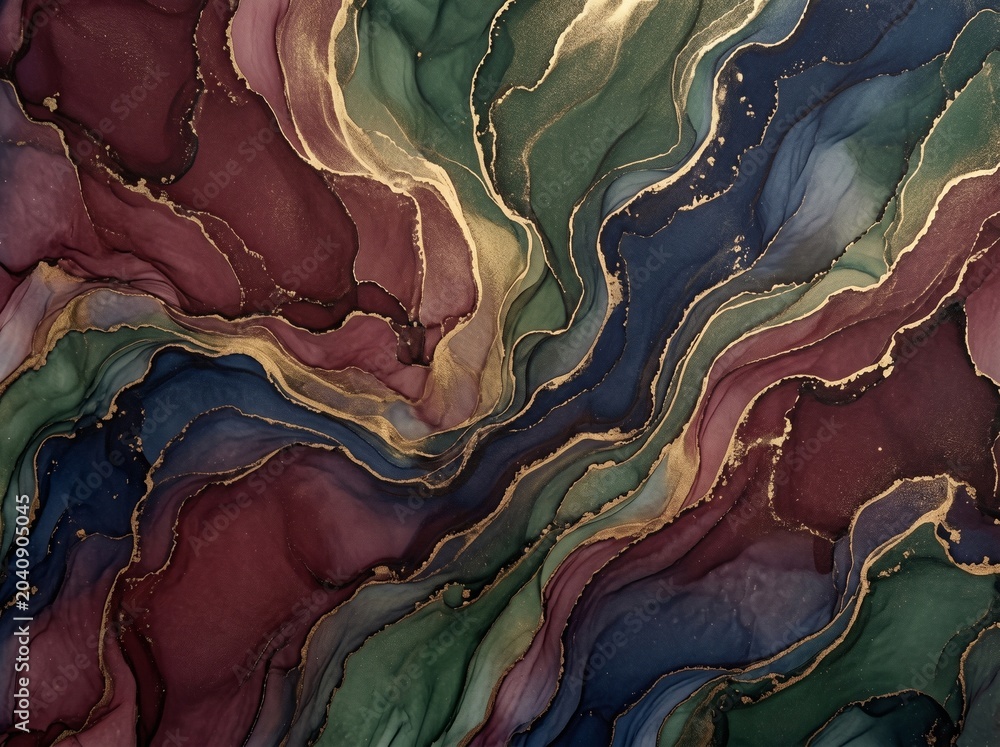 Obraz premium Abstract Fluid Art with Organic Marble-like Ink Swirl Patterns