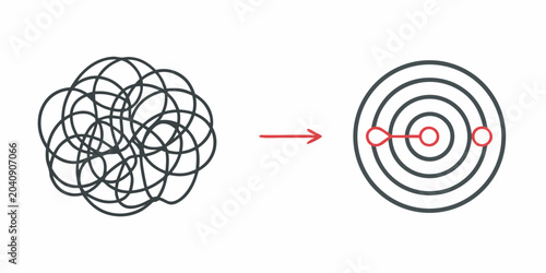 Foto conceptual illustration showing complexity reduction simplification process